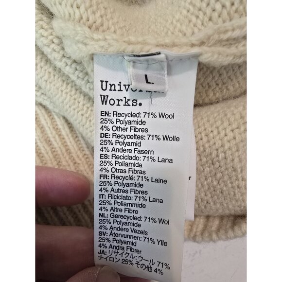 Universal Works Roll Neck Jumper Wool Blend Cream Large Classic - Picture 4 of 8